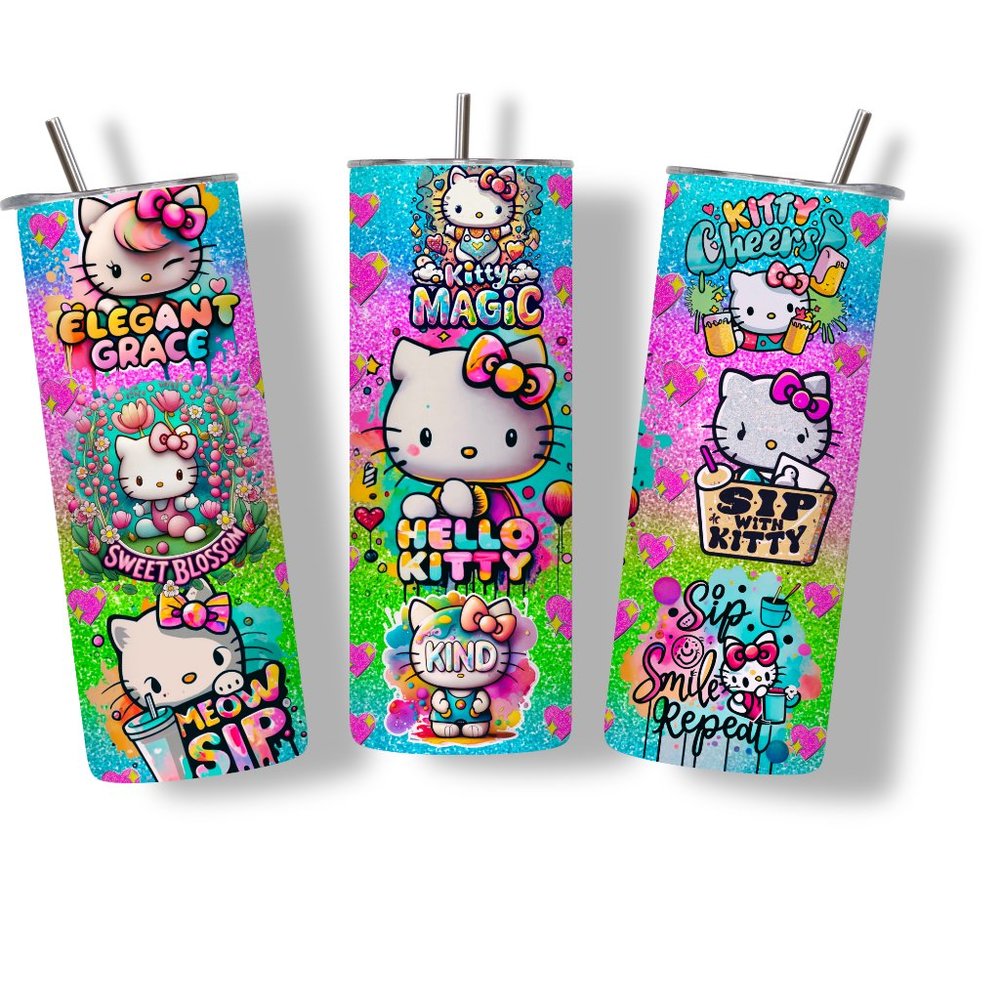 Kawaii Kitty Tumbler 20 oz Skinny Tumbler Stainless Steel